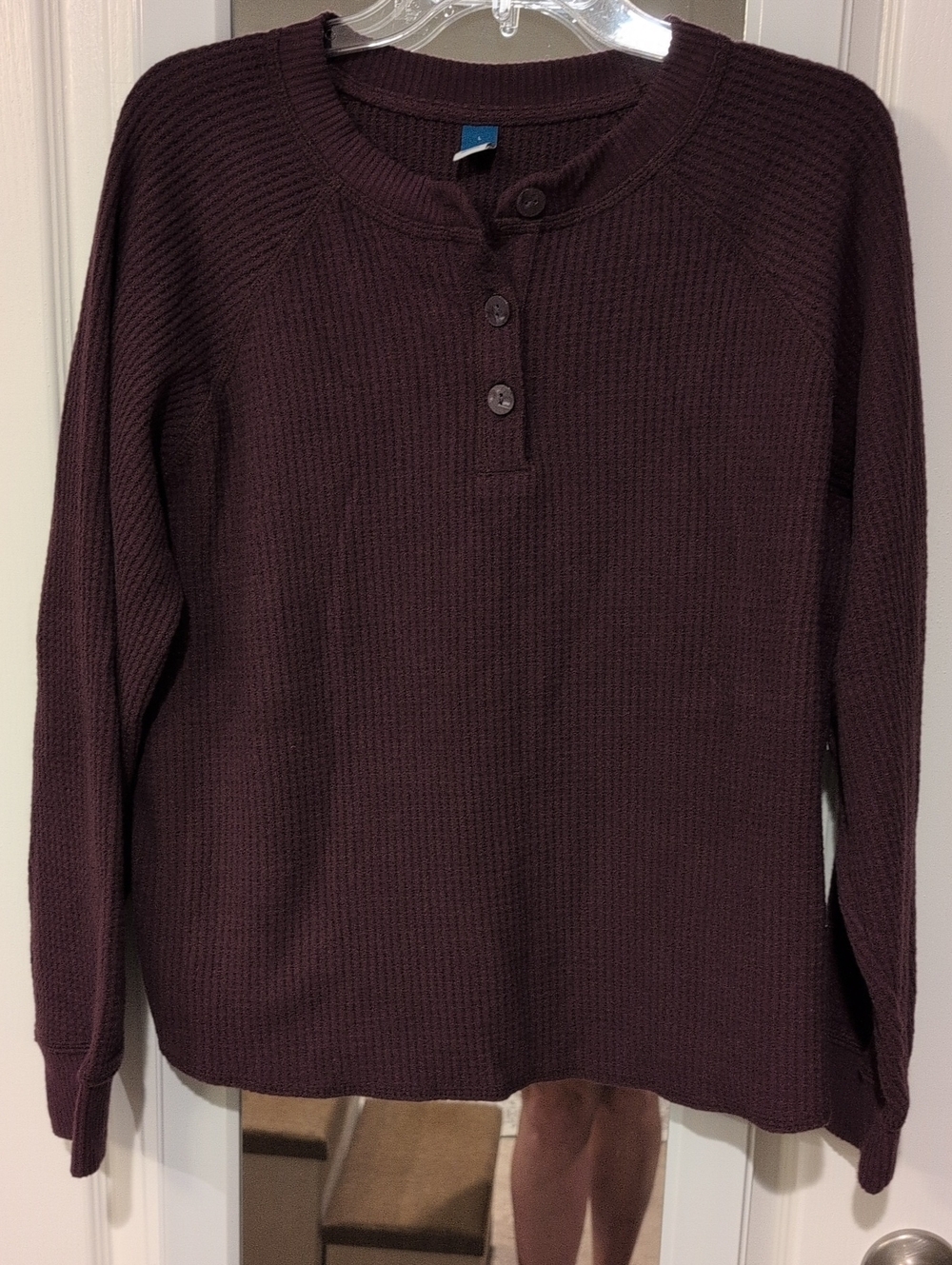 Old Navy Plum Waffle-Knit Henley Sweatshirt